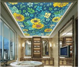 Wallpapers Custom Ceiling Wallpaper For Walls 3 D Zenith Murals Modern Pastoral Plants And Flowers Living Room Bedroom Painting