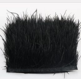 2021 new Wholesale 10yards/lot black 6-7inch(15-18cm)in width ostrich feather trimming fringe for wedding dress