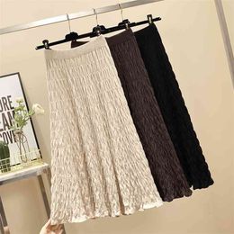 Plus Size Women's Autumn and Winter Fat Sister Mm Fashion Knitted Skirts Thin Mid-length HK058 210507
