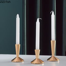 Candle Holders Metal Gold Holder Vertical Golden Desktop Crafts Ornaments Wedding Accessories Home Decoration