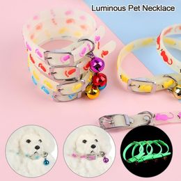 Cat Collars & Leads Pet Glowing With Bells Glow At Night Dogs Cats Light Luminous Necklace Supplies Random Colour Dog Lighted Collar