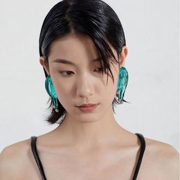Personality Green Colour Transparent Acrylic Earring for Women Vintage Hyperbole Irregular Lava Drop Earring Party Jewellery
