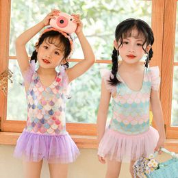 Children's Bathing Suit Summer Lace Princess Swimsuit For 2-4 Year Old Baby Girls Mermaid One-piece Swimsuit Tankinis Beach Causal G61MQIL