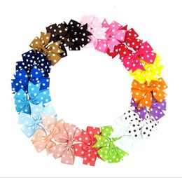 100pcs Ribbon Bow Dot Girls Hairpins Colourful Children Hair Clip Boutique