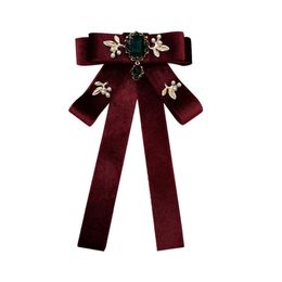Latest Vintage Fabric Bow Brooch Rhinestone Cloth Art Neck Ties Ladies Shirt Collar Pin Jewellery for Women Accessories Gift