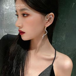 Stud MagicViki Retro Snake-shaped Earrings Female Design Sense 2021 Trendy Ear Bone Clip Exaggerated