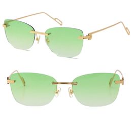 New Fashion Metal Sunglasses UV400 Protection Luxury Rimless Angled Tniangle 18K Gold Male and Female Sun Glasses Shield Retro Design Eyeglasses Frames Men Frame