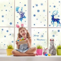 Wall Stickers Christmas Elk Snowflake Sticker Decoration Glass Window Kids Room Home Decals Navidad 2022