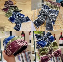 Wholesale 16 Styles Headband Hair Rubber Bands Hair Clip Turban Fashion Designer Brand Letter Printing Womens Wide-brimmed Bowknot Hairbands HeadHoop Jewellery