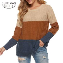 Зимний корейский стиль ins модная полоса свободная одежда ленивый ветер трикотажный дворик свитер пуловер джемпер тянуть femme 11755 210528