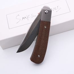 SMKE Knives Custom Trapper Front Flipper Pocket Folding Knife Damascus Blade Micarta Inlay Titanium Handle Survival Tactical Camping Knife