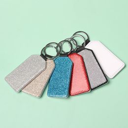 NEWParty Favour PU Leather Sublimation Sequin Keychain 5 Shapes DIY Glittery Keyring (back is white) Heart Shape Lover Gift Key Ring DH9477