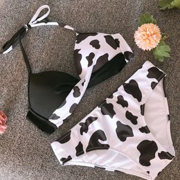 ZAFUAZ Sexy Bikini Mujer Cow Print Swimsuit Women Two Pieces Push Up Biquini Brazilian Swimming Suit For Women Beach 210604