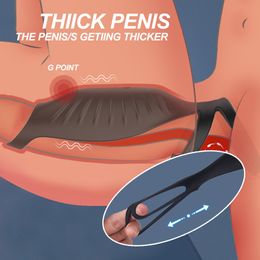 Vibrating Double Penetration Penis Sleeve sexy Toys For Couples Strap On Rings Delay Ejaculation Enlargement Vagina