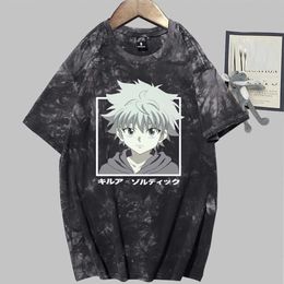 Hunter X Hunter Killua T-shirt Fashion Short Sleeve O-neck Casual Tie-dye Cloth Y0809