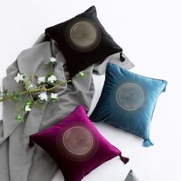 Luxury pillow case designer Cushion cover high quality velvet material crystal Avatar decoration pattern 9 Colours available 50*50cm for home decoration