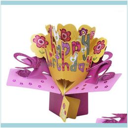 Cards Event Festive Party Supplies Home & Garden3D Happy With Flowers Up Greeting Handmade Gift Card For Birthday Blessing1 Drop Delivery 20