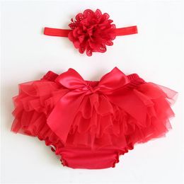 Fashion Kids Girls Shorts Chiffon Baby Bloomers PP Pants Infant Toddler Ruffled Diaper Covers with Headband Set Lace Tutu Children