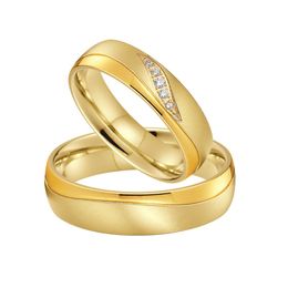 Wedding Rings Alliances Marriage Gold Color Promise For Couples Set Men And Women Ladies Titanium Stainless Steel Jewelry319P