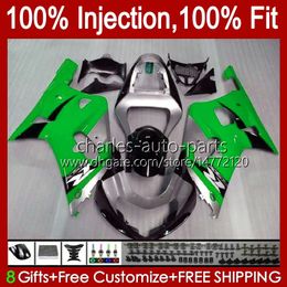 Silver green Injection Mould Fairings For SUZUKI GSXR600 GSXR750 600CC 750CC K1 01 02 03 37No.111 GSXR-750 GSXR 600 750 CC GSXR-600 2001 2002 2003 GSX-R750 01-03 OEM Body