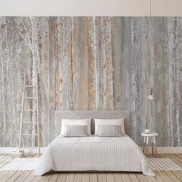 Custom Photo Wallpaper 3D Wood Texture Forest Oil Painting Style Murals Living Room Bedroom Background Wall Papers For Walls 3 D