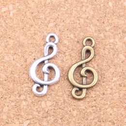 120pcs Antique Silver Bronze Plated musical note Charms Pendant DIY Necklace Bracelet Bangle Findings 23mm