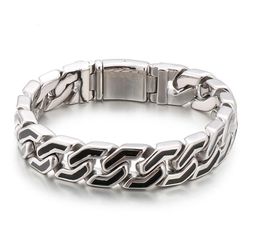 117g weight 15mm 8.66'' Silver Mens Link Chain Bracelet 316L Stainless Steel Casting Bangle for Holiday Gifts Jewelry