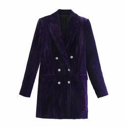 BLSQR Office Ladies Corduroy Blazer Coat Causal Long Sleeve Autumn Winter Violet Jacket Pocket Female Suit 210430