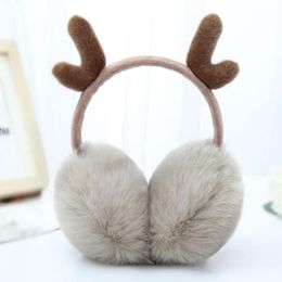 Berets Cute Antlers Fur Winter Earmuffs For Women Warm Ear Warmer Gifts Girls Cover Ears Super Soft Plush Muff