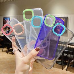 Crystal 2.0MM Soft TPU Cases For Iphone 15 14 13 Pro MAX 12 11 XR XS X 8 7 6 Plus Iphone15 Camera Bumper Fashion Silicon Clear Transparent Dual Colour Mobile Phone Back Cover