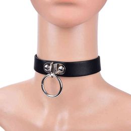 Nxy Sex Adult Toy Womens Man y Rivet Alternative Slave Pu Leather Collar Traction Rope Bdsm Bondage Necklace Neckband Toys for Couple 1225