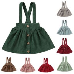 8Color Toddler Kids Baby Girls Strap Suspender Outfit Clothes Mini Dress 1-6T Q0716