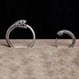 Cluster Rings Genuine 925 Sterling Silver Snake Animal Simple Open Designer Fashion Jewellery For Women Men Opening Adjustable Ring
