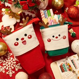 Cosmetic Bags & Cases Christmas Pencil Bag Large Capacity Creative Retractable Case Girls Cute Stationery Gift School Pen Holder