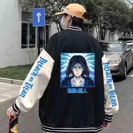 Anime Attack On Titan Baseball Uniform Hoodie Comfortable Creativity Streetwear Male H1227