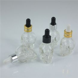 8ML Skull Shape Glass Dropper Bottle Glass Eye Pipette For Essential Oils Aromatherapy Lab Chemicals