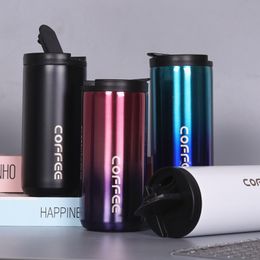 Stainless Steel Coffee Tumbler Vacuum Insulated Double Wall Travel Mug with Splash Proof Sliding Lid 500ml
