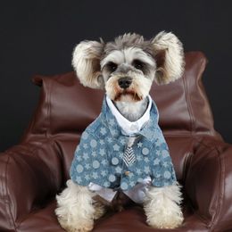 Spring Pet Hemden Denim Jacke Jacquard Brief Haustiere Mantel Hundekleidung Fashion Bichon Teddy Dogs Kleidung Kleidung