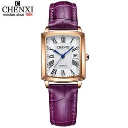 CHENXI Fashion Women Watches Top Brand Luxury Waterproof Ladies Quartz Watch Leather Strap Wristwatch Female Clock Montre Femme 210616