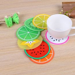 Creative insulation pad Fruit Silicone Coaster Mats Pattern Colorful Round Cup Cushion Holder Thick Drink Tableware Coasters Mug household products