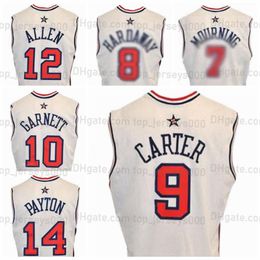 Custom Vince Carter Basketball Jersey Alonzo Mourning Tim Hardaway Kevin Garnett Ray # Allen Gary Payton Stitched White Any Names Number Top Quality Jerseys
