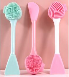 Dual-action pink facial cleansing Brush Scrubbers Food Grade Silicone Manual Dual Face Wash BrushIdeal for Deep Pore Exfoliation Washing Makeup Massaging Set of 3