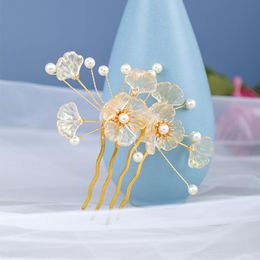 Ancient Chinese Hairpin Clips Bling Crystal Pearls Hair Combs Headpieces Women Girls Headwear Bride Noiva Wedding Jewelry & Barrettes