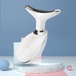 3 Colors LED Pon Therapy Neck and Face Lifting Tool IPL Vibration Skin Tighten Reduce Double Chin Anti-Wrinkle Remove Device 220216