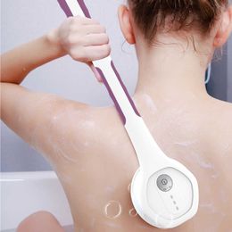 5 in 1 USB Electric Bath Shower Brush Automatic Bath Cleaning Massage Body Brush Remove Exfoliating Scrub Long Handle Spa Tool 210724