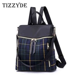2021 Korean version of the new waterproof Oxford cloth backpack travel wild canvas plaid backpack dual-use bag zy64 Y1105