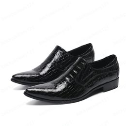 Spring Autumn Mens Pointed Top Dress Shoes Black Genuine Leathe Causal Loafers Office Wedding Chaussure Homme Plus size