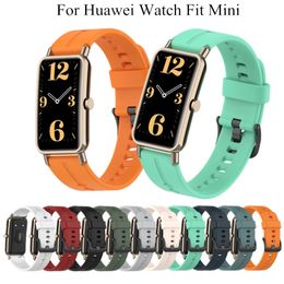 16mm Soft Silicone Bracelet Band Strap For Huawei Watch Fit mini Smart Watch Solid Colour Strap With Stainless Steel Buckle