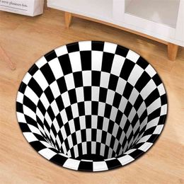 Modern Round Carpet Living Home Bedroom Bedside Decoration Kids Room Floor Mat 3D Balcony Chair Non-Slip Children Large Rug 210317