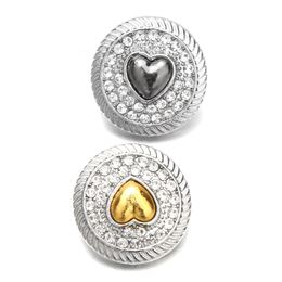 Rhinestone gadget Clasps chunk Heart 18mm Snap Button charms Bulk for Snaps DIY Jewelry Findings suppliers Gift